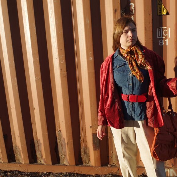 Big Vintage Burnt Orange Hand Bag - Picture 12 of 13